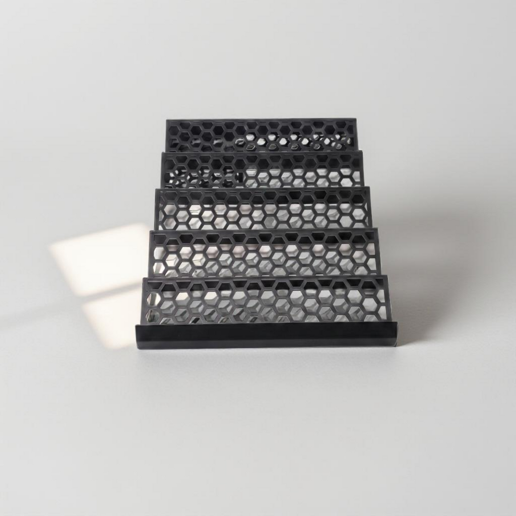 Standard Glass Display Case Card Trays Black - 2 glass shelf rows (6ft set x2) - 5 card row depth