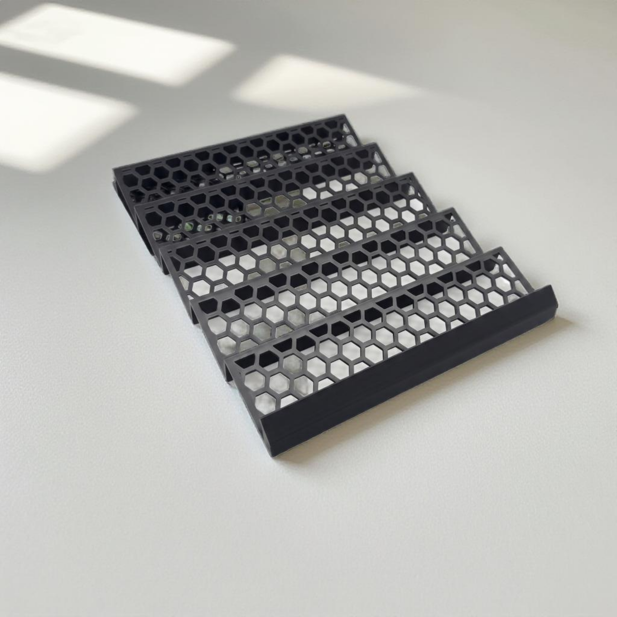 Standard Glass Display Case Card Trays Black - 2 glass shelf rows (6ft set x2) - 5 card row depth